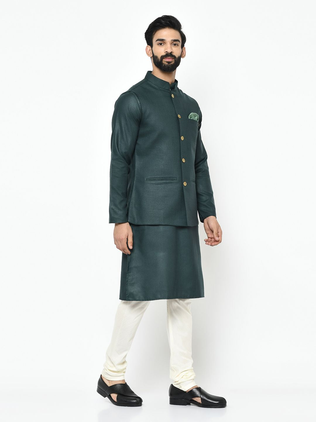 Solid Dark Green Suit Set