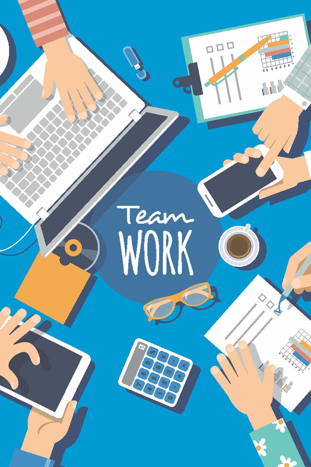 Business Team Work - Glass Framed Poster