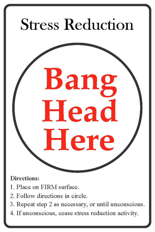 Bang Head Here - Glass Framed Poster