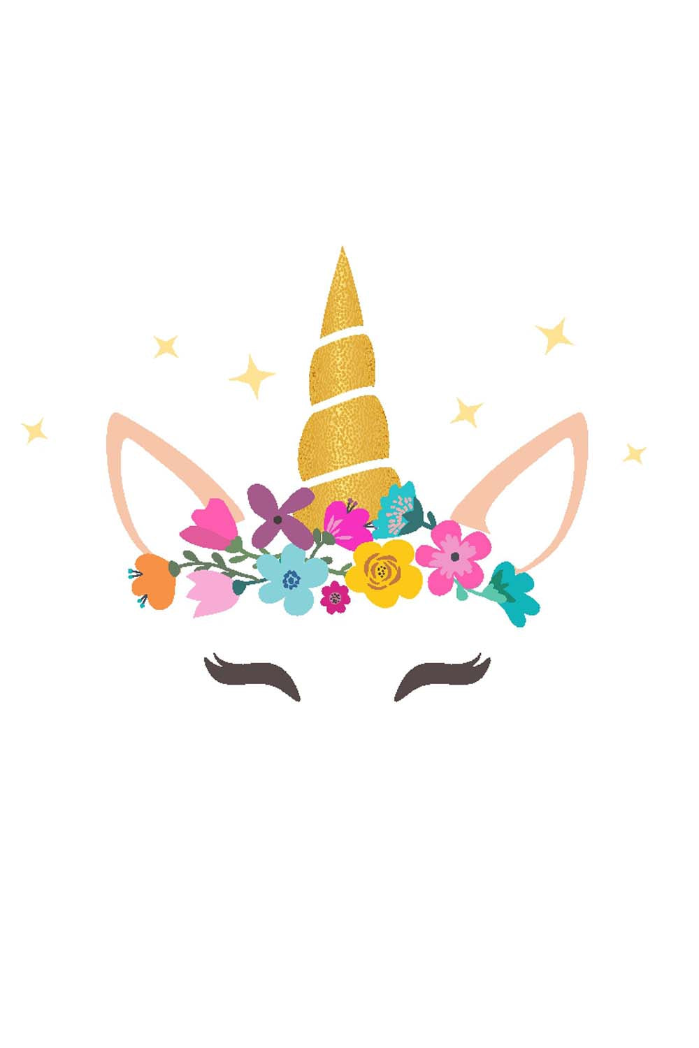 Caticorn With Horn And Flower - Glass Framed Poster