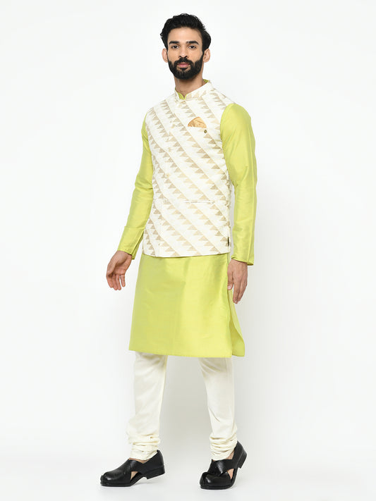 White & Light Chartreuse Suit Set