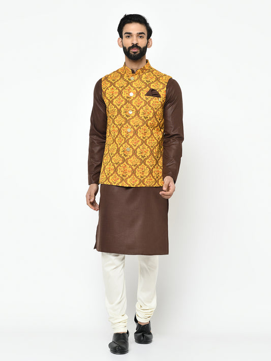 Ancient Yellow & Brown Suit Set