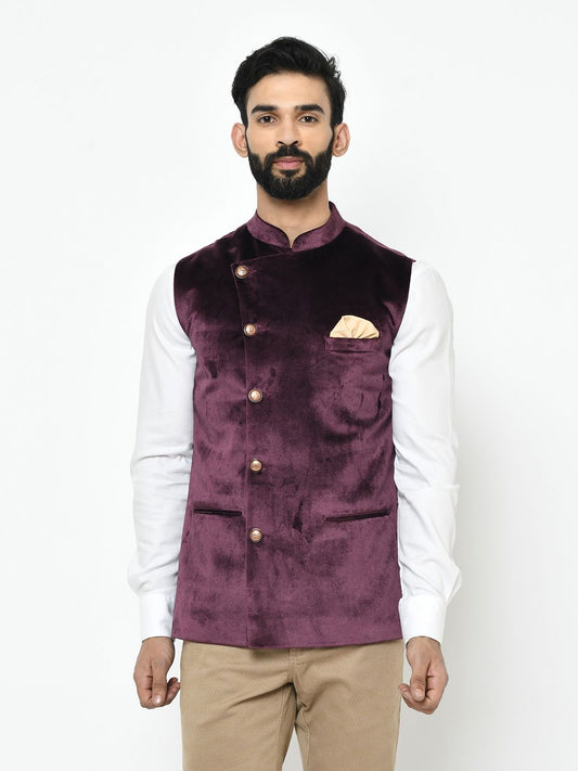 Purple Velvet Nehru Jacket