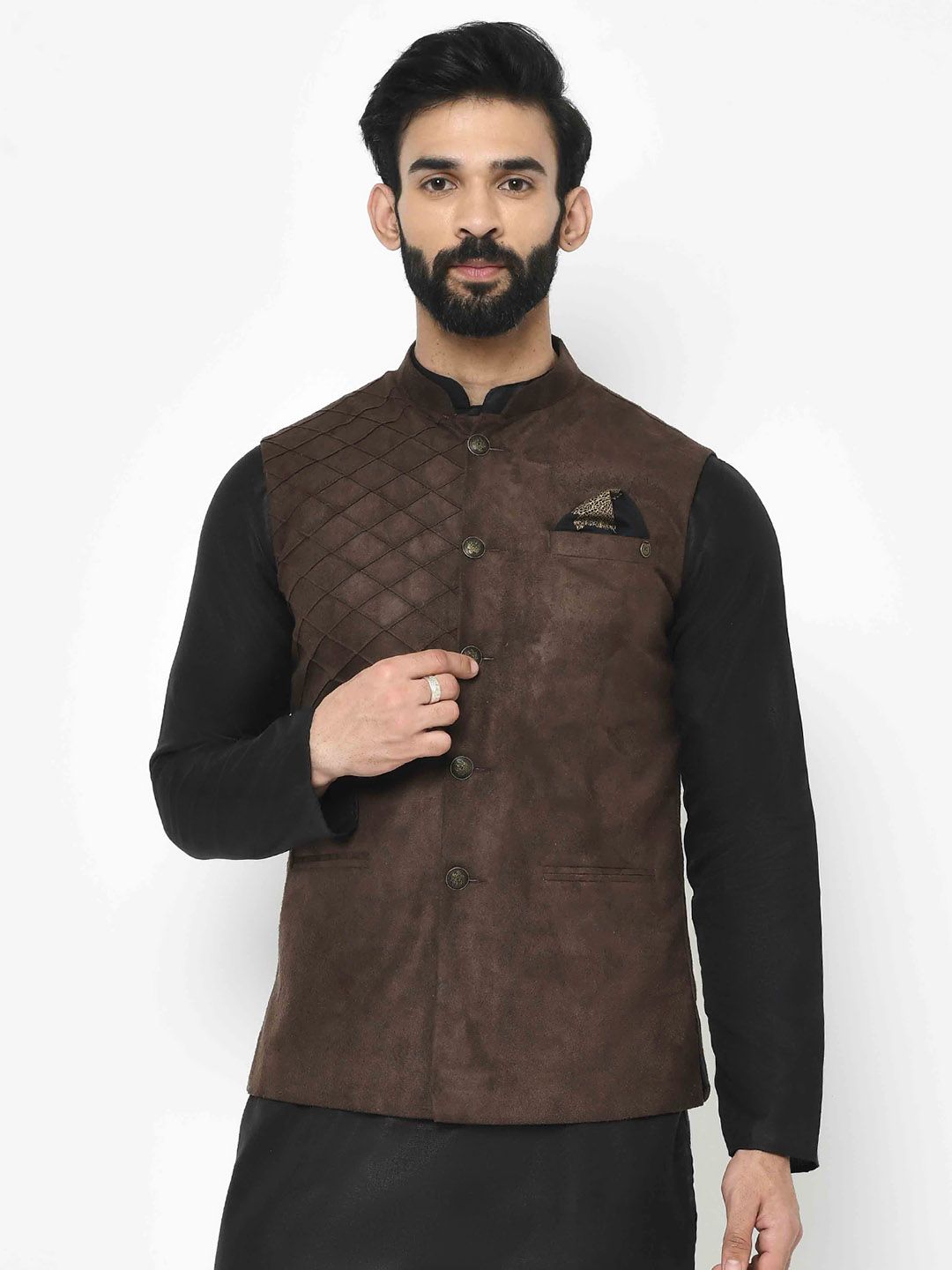 Solid Dark Brown Nehru Jacket