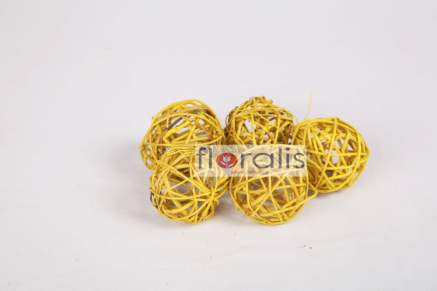 Wicker Ball Yellow 5cms, 6cms, 8cms - Pack of 16 Pcs