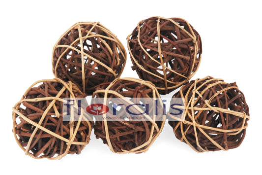 Wicker Ball Brown 5cms, 6cms, 8cms - Pack of 16 Pcs