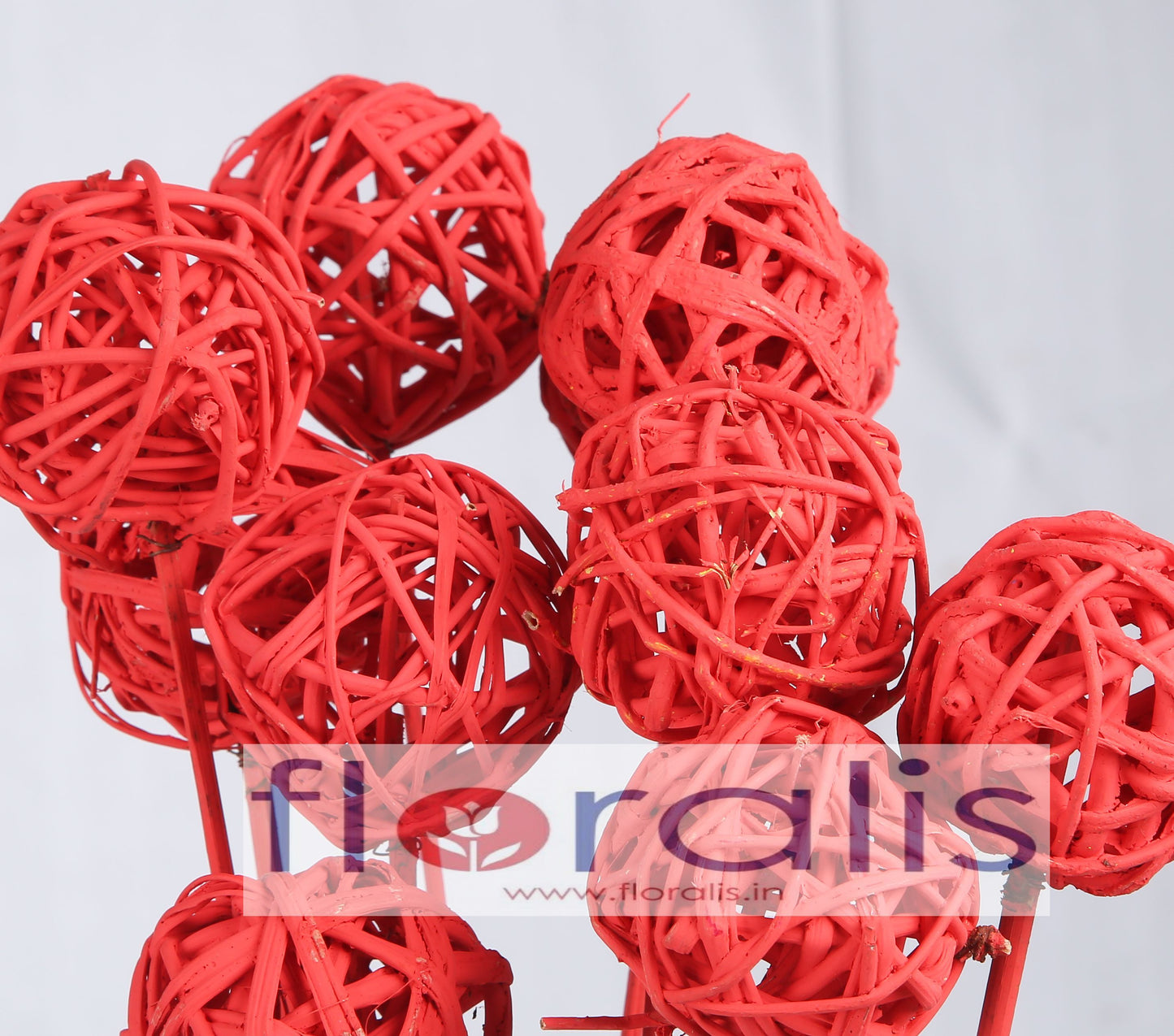 Wicker Ball Red 5cms, 6cms, 8cms - Pack of 16 Pcs