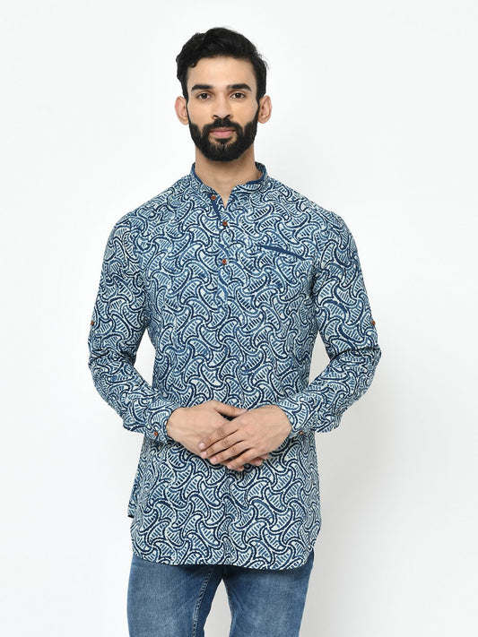 Simple Printed Bright Blue Kurta