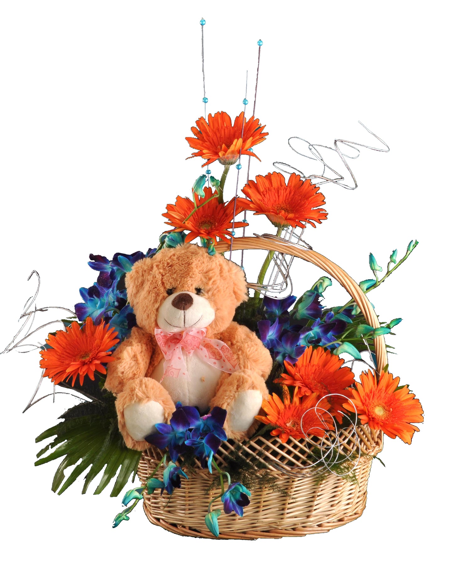 Fresh Flower Arrangement with Cute Teddy