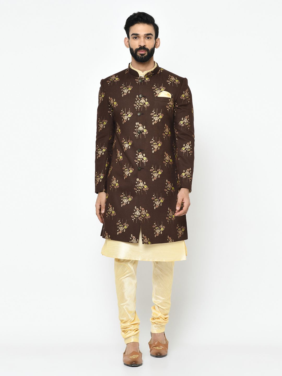 Brown & Beige Sherwani