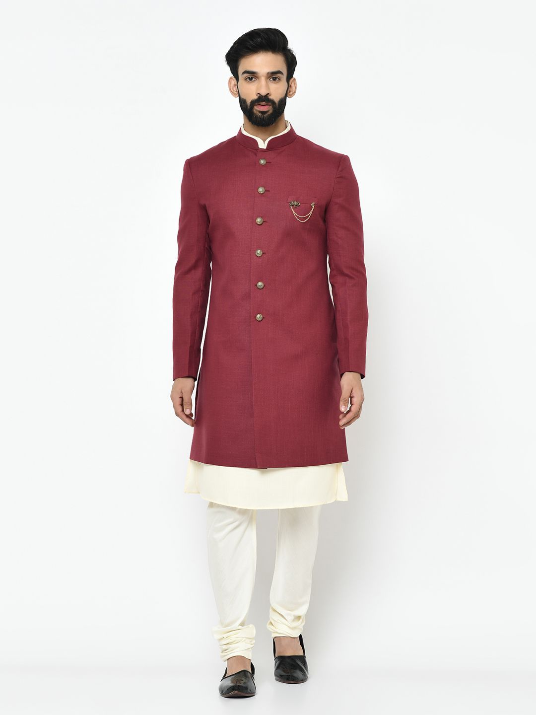 Maroon & White Sherwani