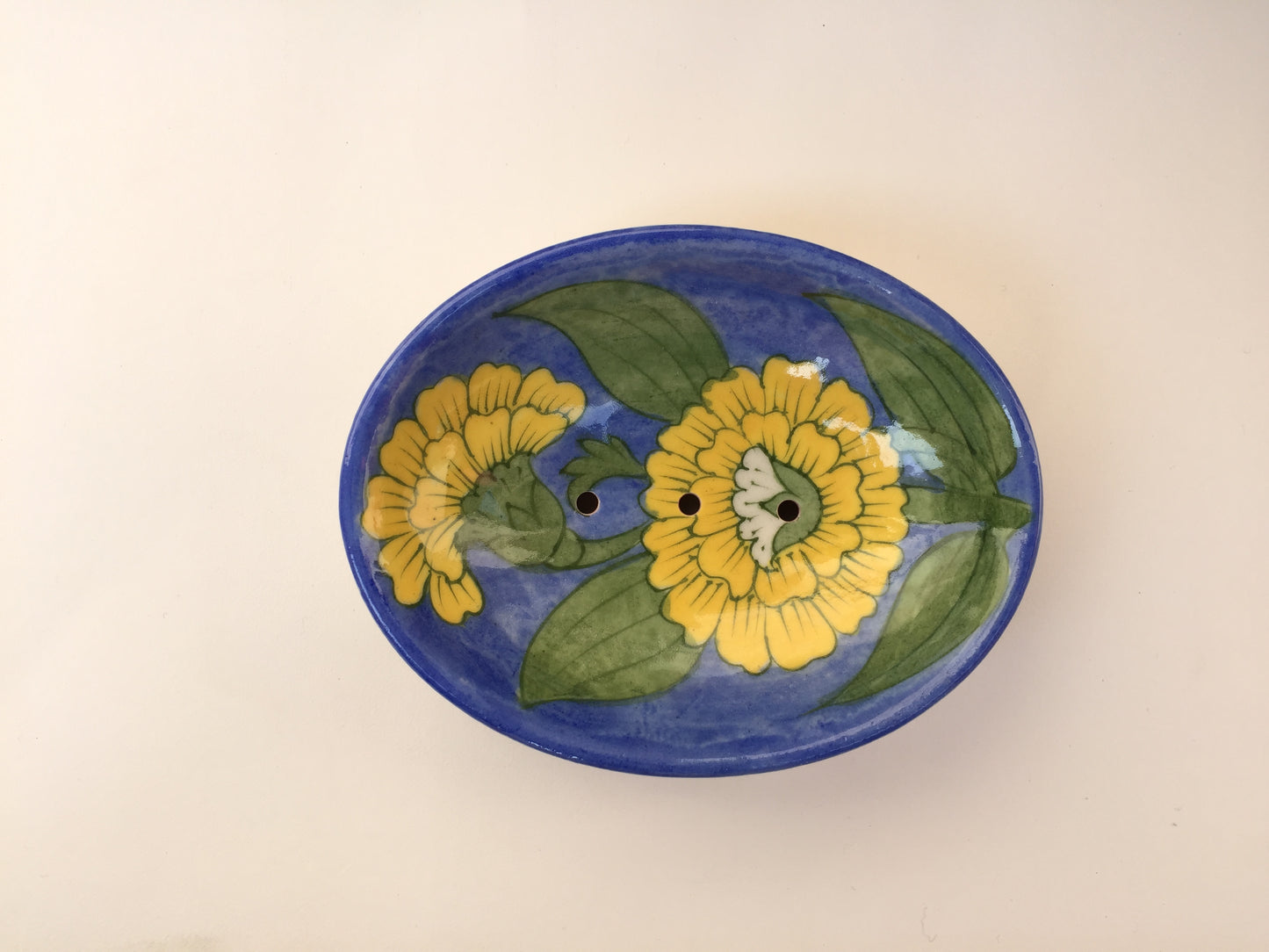 Blue Pottery Mughal Flower Soap Dish
