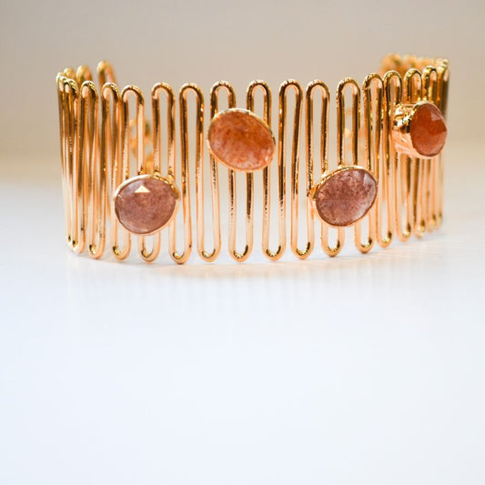 Wave Strawberry Quartz Cuff