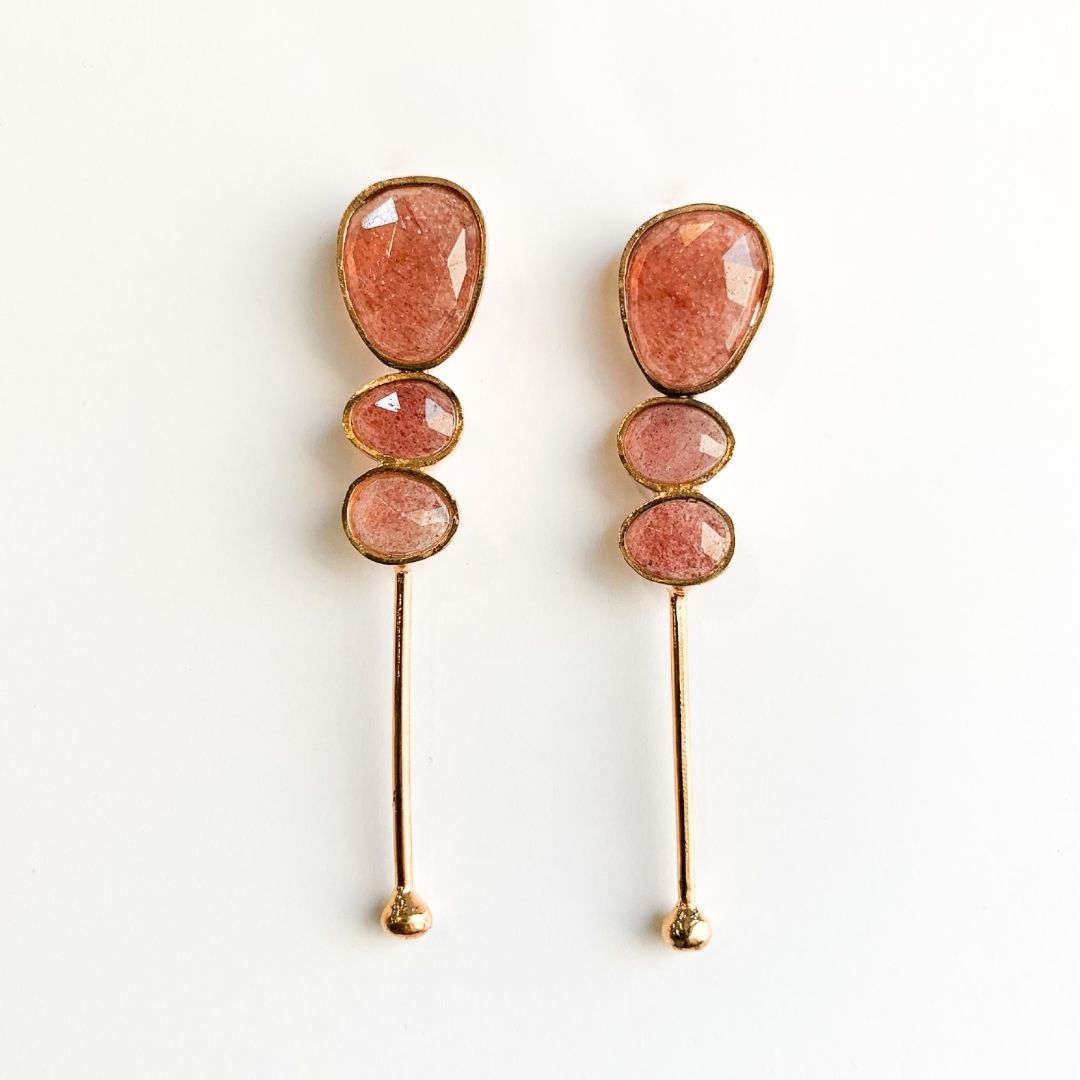 Strawberry Quartz Gradient Earrings