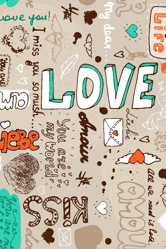 Love Doodle  - Glass Framed Poster