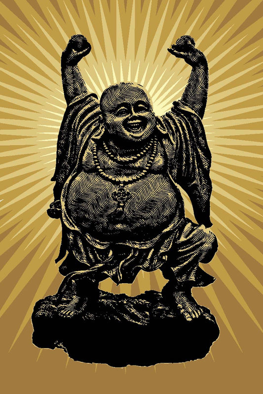 Laughing Buddha - Glass Framed Poster