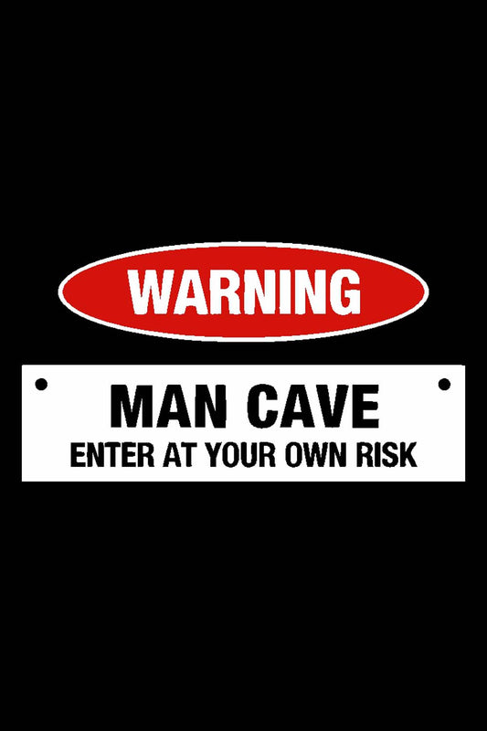Man Cave Warning - Glass Framed Poster