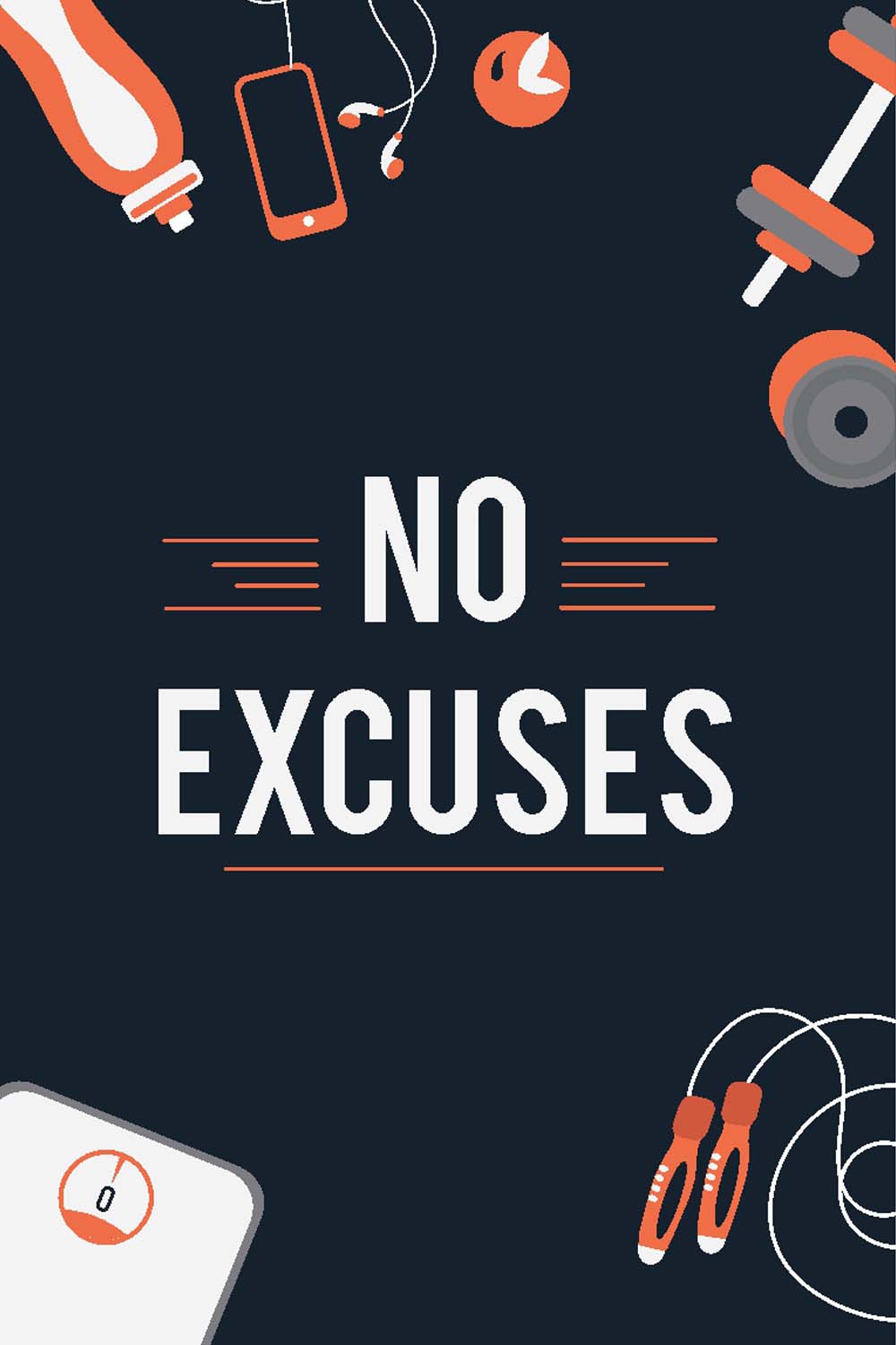 No Excuses Gym - Glass Framed Poster
