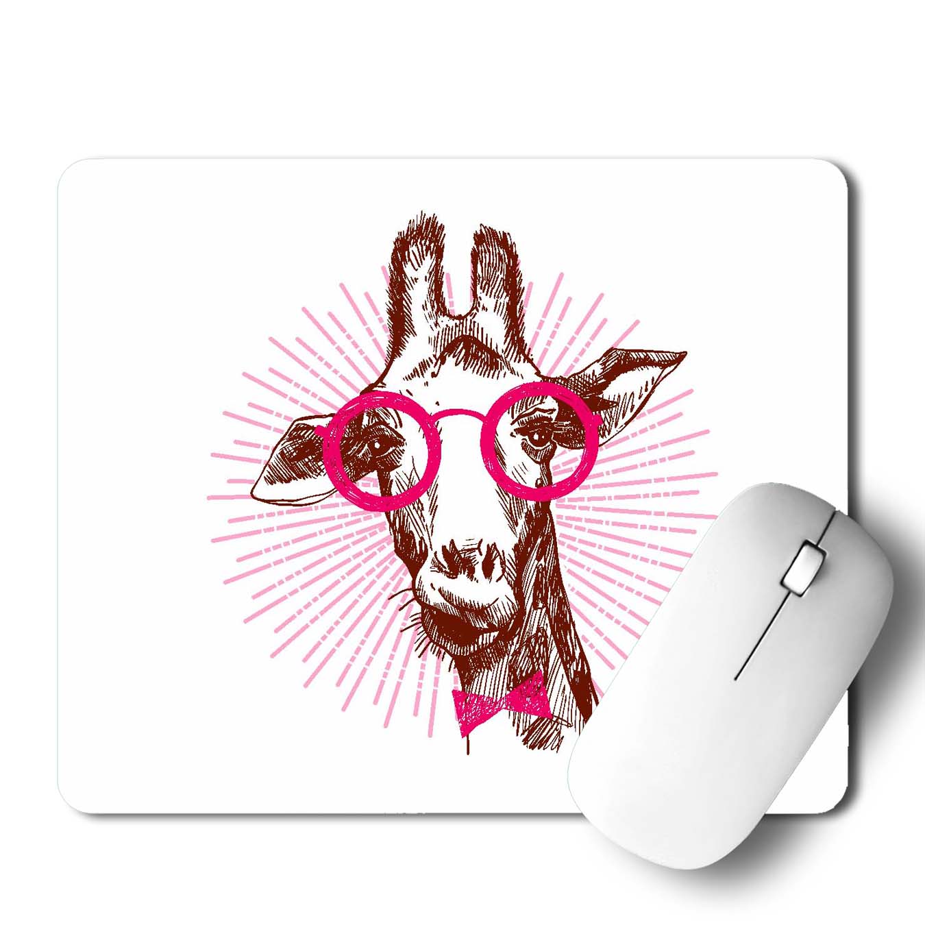Hipster Giraffe   Mouse Pad