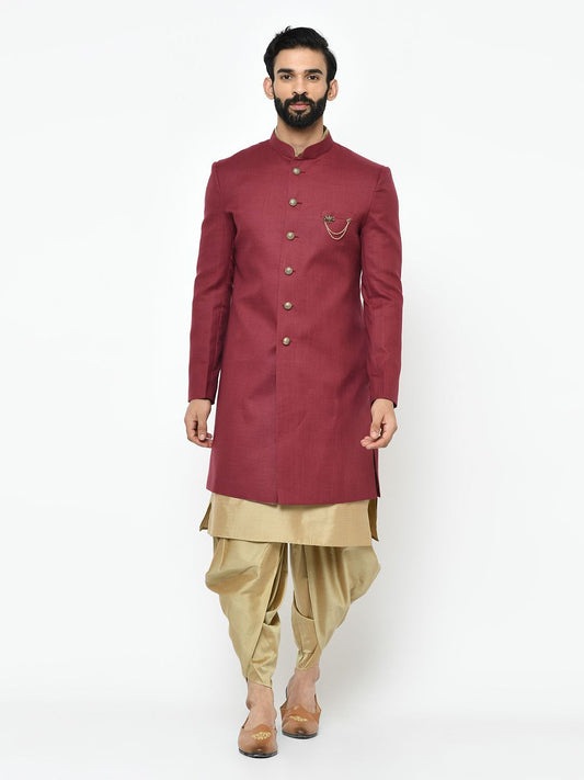 Maroon & Beige Sherwani