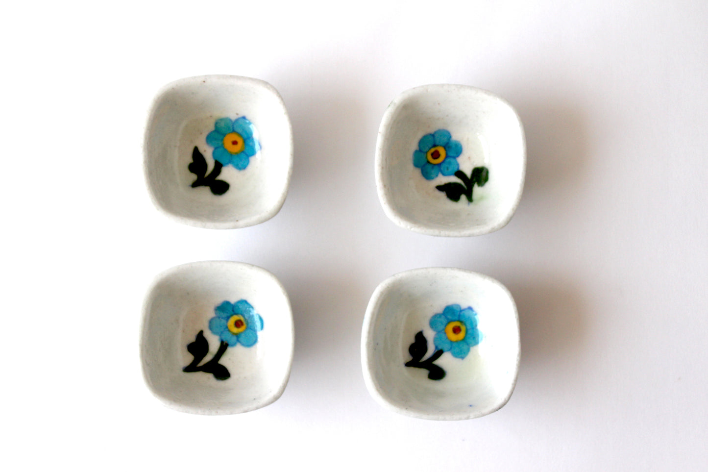 Blue Pottery Flower Designer Small Square Bowl