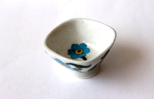 Blue Pottery Flower Designer Small Square Bowl