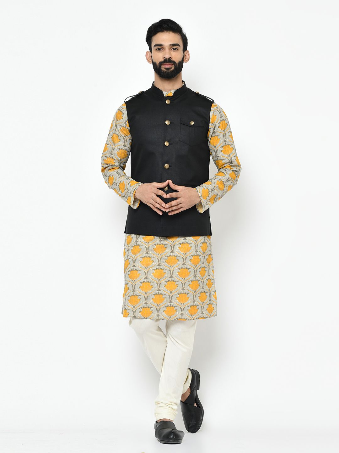 Printed Yellow & Black Suit Set