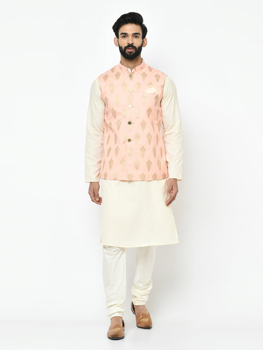 Mandys pink & Off White Suit Set