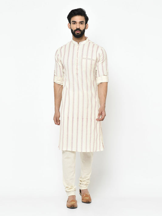 Strip White Kurta