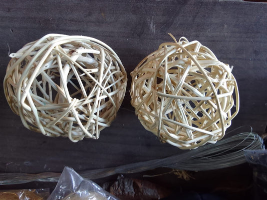 Wicker Ball 8 Cms Natural | Pack of 6 Pcs | Art and Craft | DIY Decor | Woven Decorative Balls | 100% Natural | Bowl Filler | Craft Balls