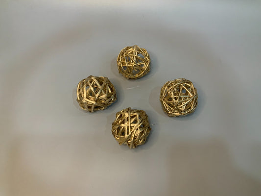 Wicker Ball 8 Cms Gold Silver | Pack of 6 Pcs | Art and Craft | DIY Decor | Woven Decorative Balls | 100% Natural | Bowl Filler | Craft Balls