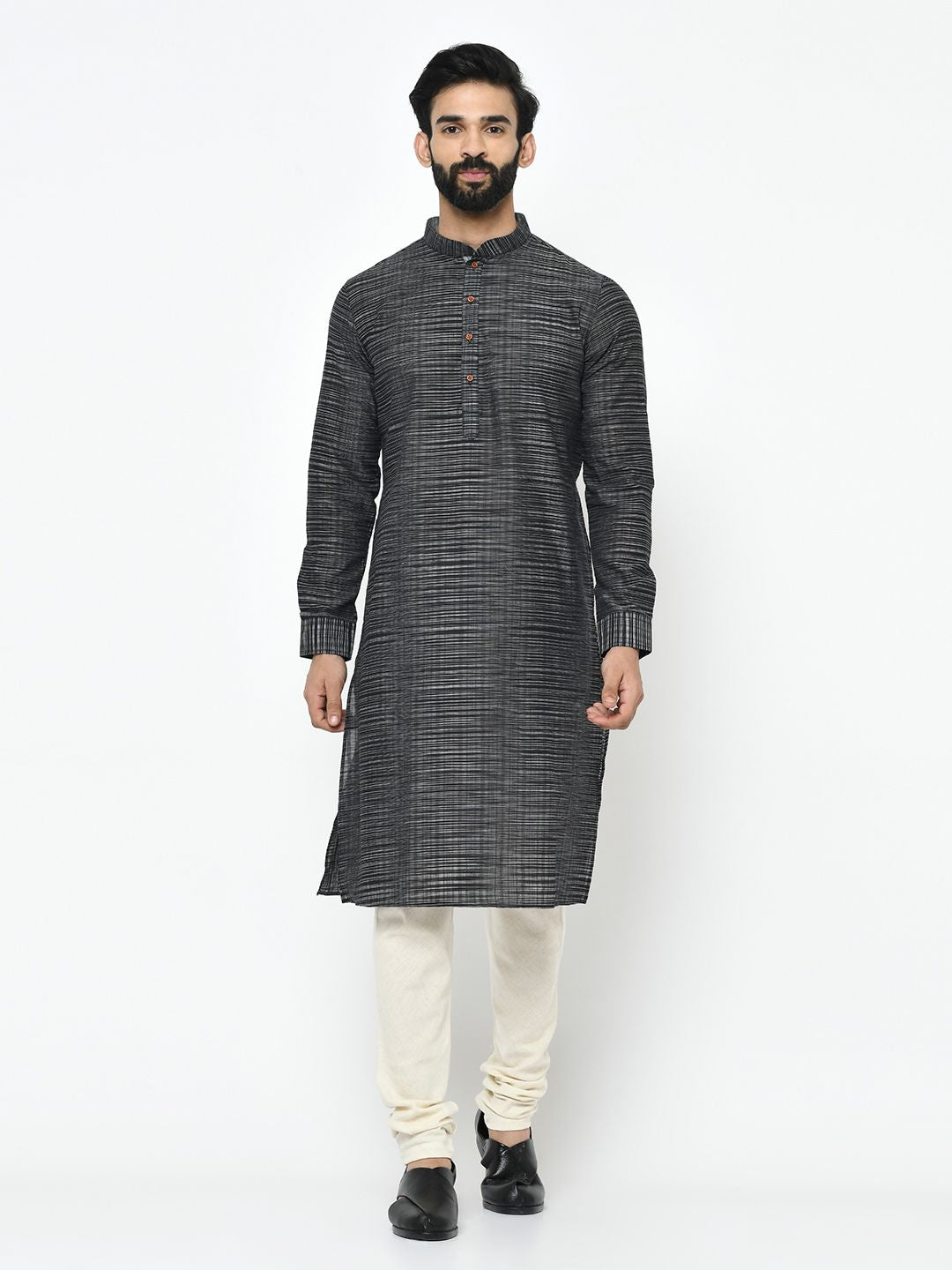 Black & Grey Kurta Pyjama Set