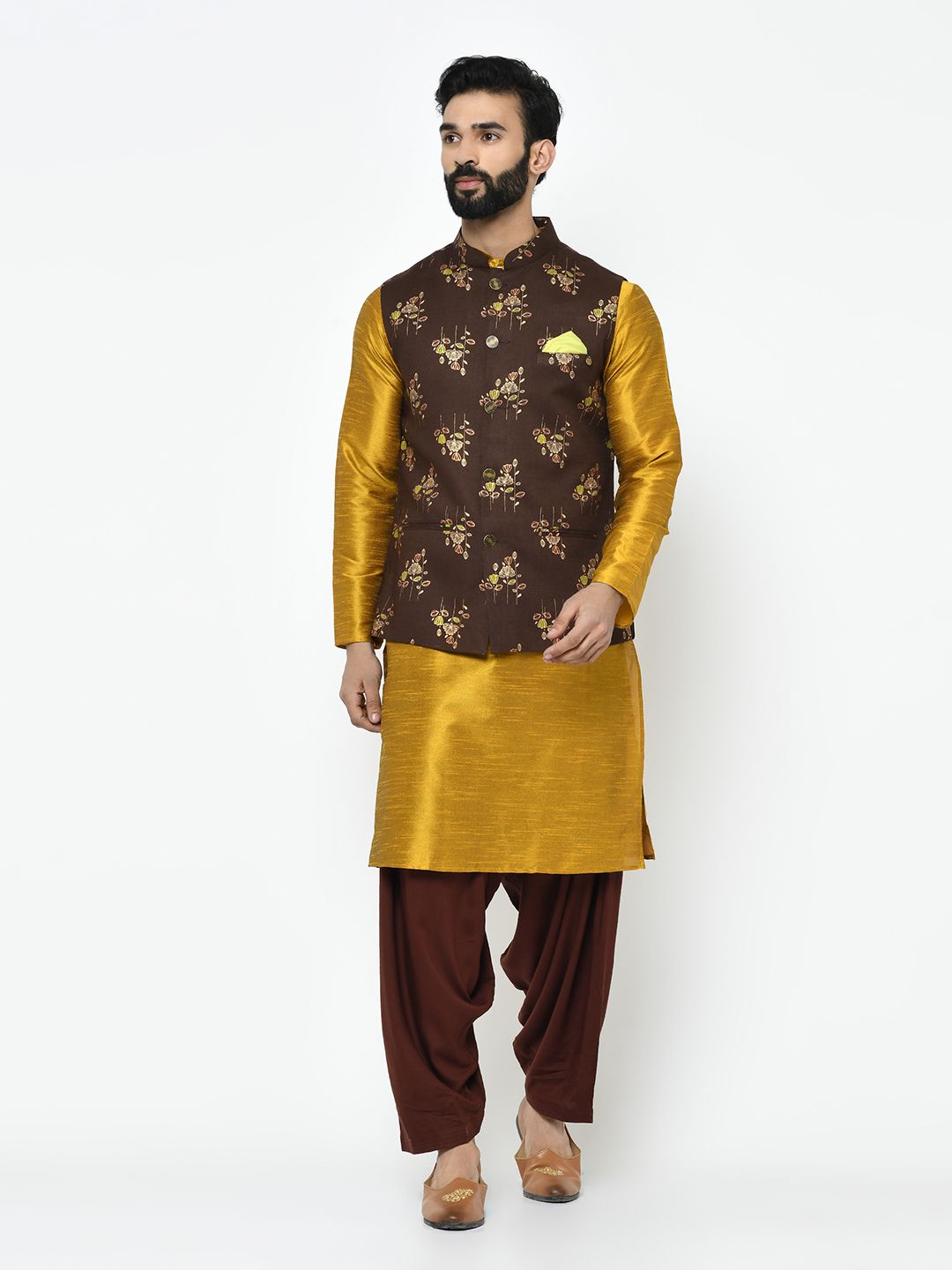 Bright Yellow & Brown Suit Set