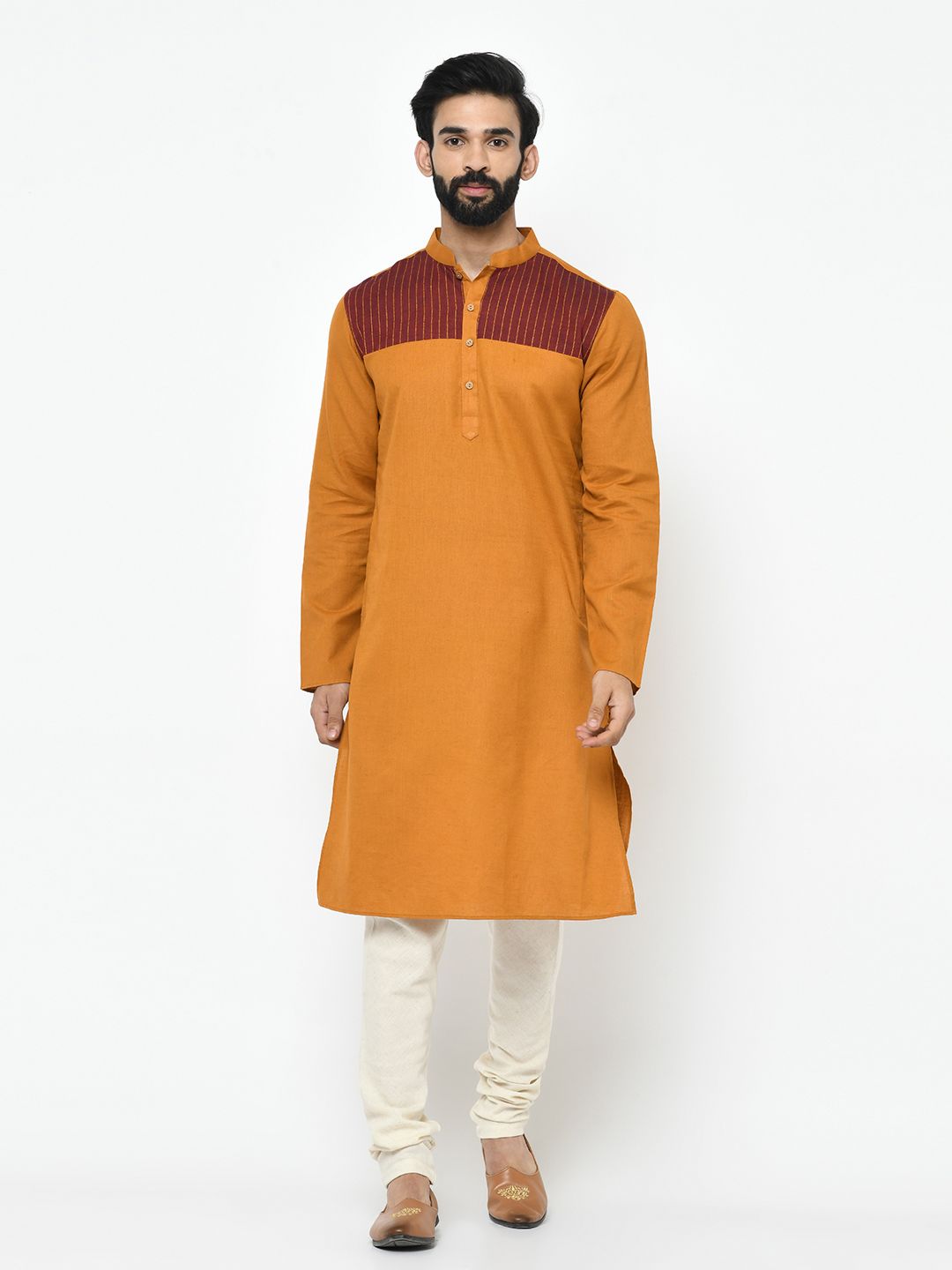 Mustard Yellow & Brown Kurta