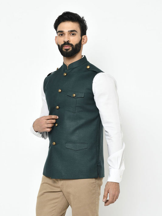 Dark Green Nehru Jacket