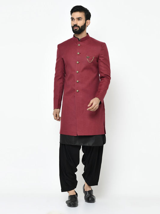 Maroon & Black Sherwani