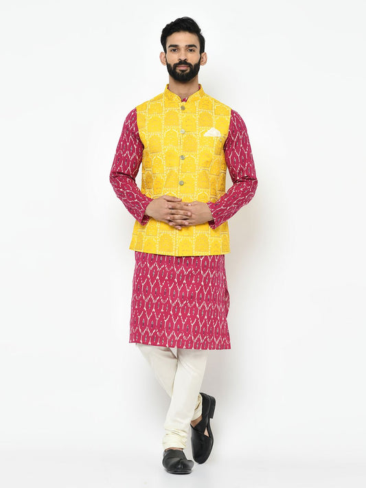 Printed Pink & Yellow Suit Set