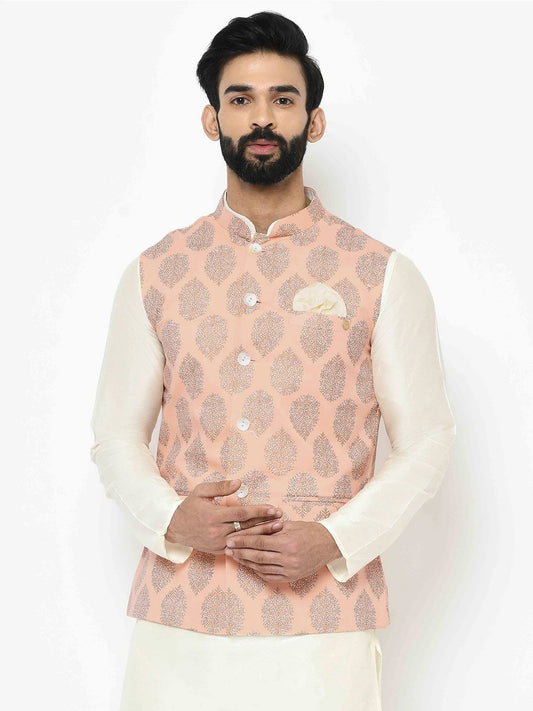 Floral Pink Nehru Jacket