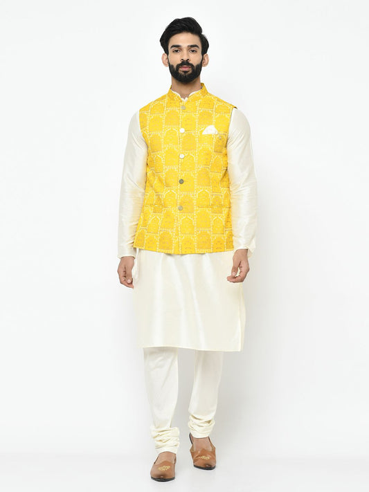 Light White & Yellow Suit Set