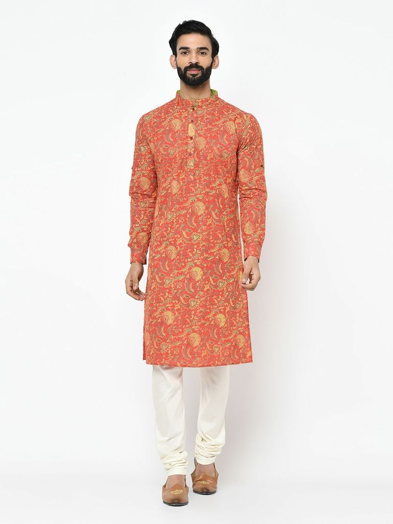 Sun Red Striped Kurta Pyjama Set